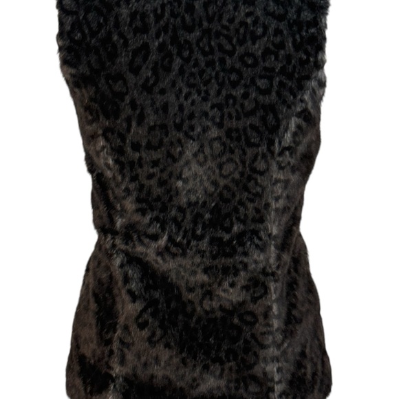 Timing Women's Size Medium Dark Smokey Charcoal Gray Leopard Faux Fur Vest - Picture 4 of 9